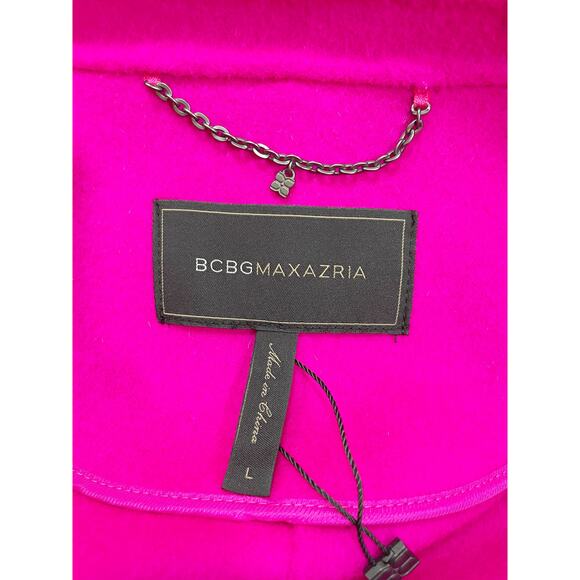 Bcbgmaxazria Emma Neon Pink Wool Linerless Wool Coat Large - Picture 8 of 10